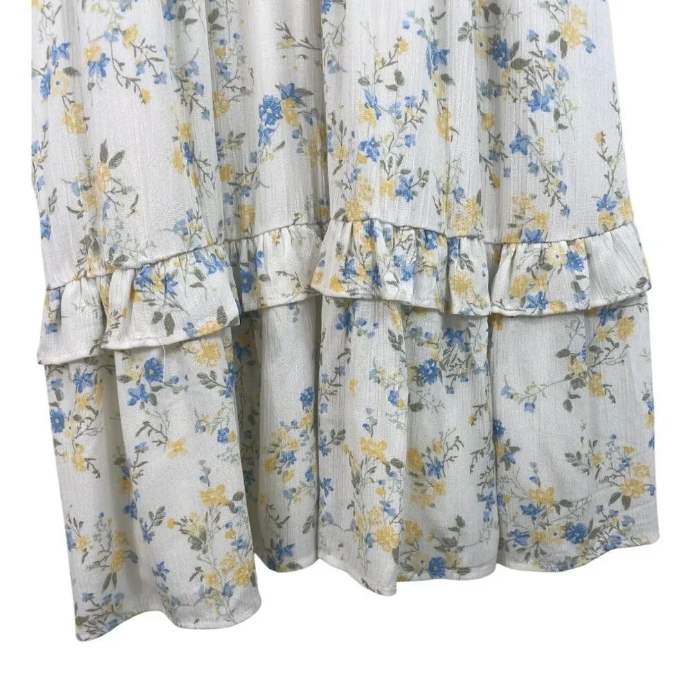 Wallflower Womens Size Large Floral Midi Dress With Ruffle Hem Adjustable Straps - Picture 4 of 13